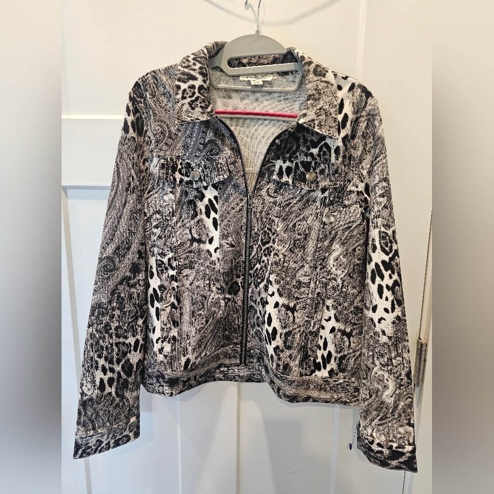 Simply Noelle Animal Paisley Print Zip Jacket – Size S/M 8–10 Stretch Cotton
